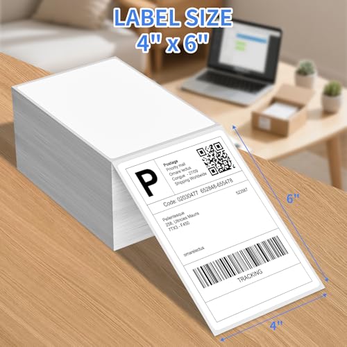 4 x 6 Direct Thermal Shipping Labels - Shipping Address Stickers Perforated and Strong Adhesive, Thermal Labels for Rollo & Zebra Printer（1000pcs per Stack,1 Stack） - size: 1000Pcs /Stack, style: 1 Stack