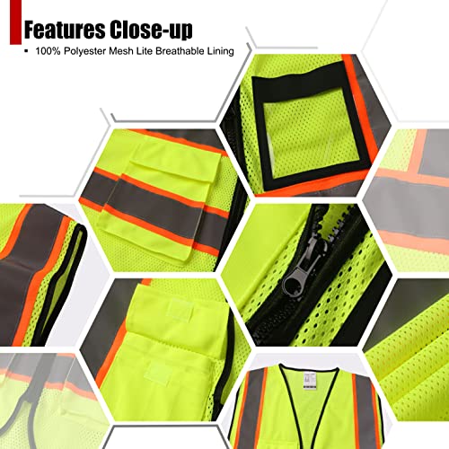 Reflective Safety Vest for Men Women Hi Vis Vest with 8 Pockets High Visibility Mesh Reflective Vest Meets ANSI/ISEA Standards (Yellow-07, Medium) - color: Yellow, size: Medium