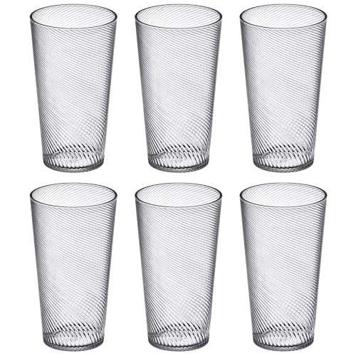 Amazing Abby - Breeze - 30-Ounce Plastic Tumblers (Set of 6), Iced-Tea Drinking Glasses, All-Clear Reusable Cups, Stackable, BPA-Free, Shatter-Proof, Dishwasher-Safe