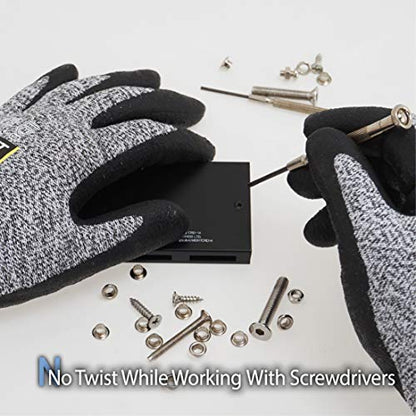 DEX FIT Level 5 Cut Resistant Gloves Cru553, 3D-Comfort Fit, Firm Grip, Thin & Lightweight, Touch-Screen Compatible, Durable, Breathable & Cool, Machine Washable; Grey S (7) 1 Pair - color: Grey, size: Small