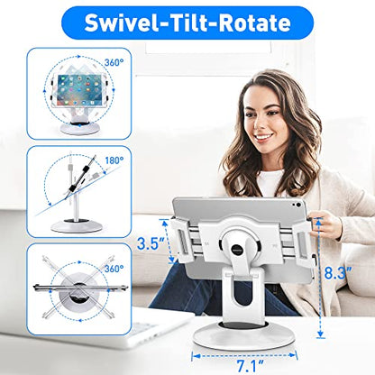 AboveTEK 360° Rotating Retail Kiosk iPad Stand Bundle POS Tablet Kiosk Stand - Universal Tablet Locking Mount for 7.9"-11" Devices