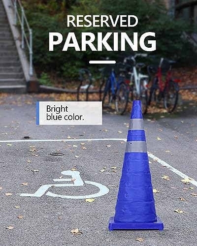 BATTIFE 4 Pack 28 Inch Collapsible Traffic Cones, Blue Safety Cones - color: Blue, size: 28inch