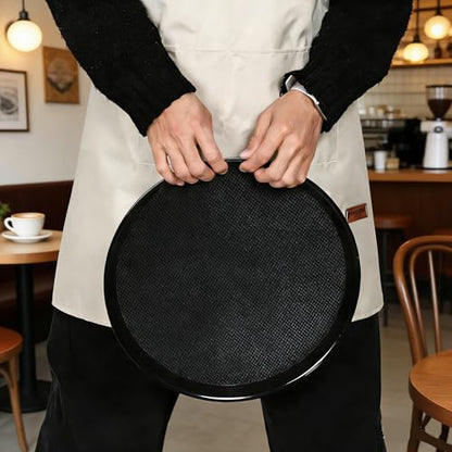 4 Pack 13.58 Inch Round Non-Slip Tray, Restaurant Serving Tray - color: Black
