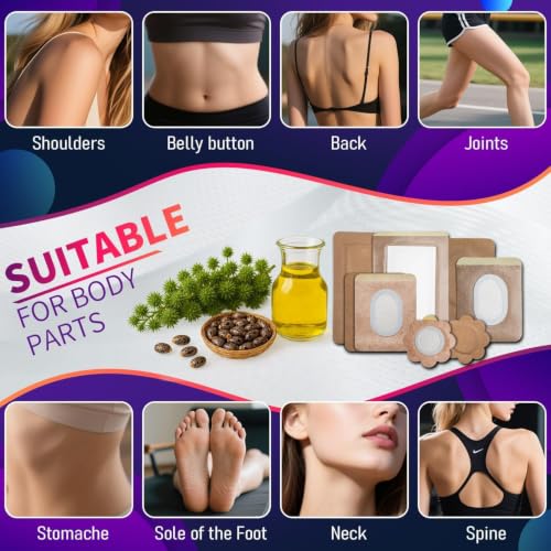 Castor Oil Pack Wrap Patch - Organic Cotton Castor Oil Belly Button Pad, Disposable Self-Adhesive Abdominal Pads, Portable Anti Leakage High Absorbent Patch for Multi-Area Use 25Pcs - size: 1 Count (Pack of 25)