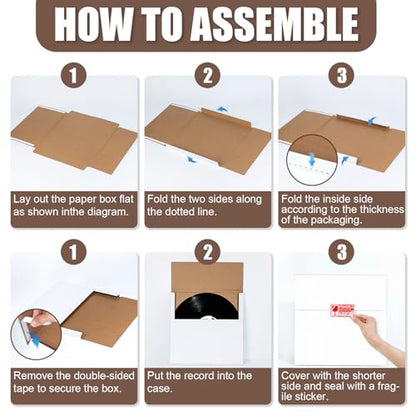 Vinyl Record Shipping Boxes, 30 Pack, 12.6x12.6x0.39 Inch