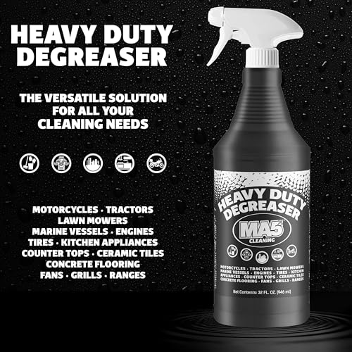 MA5x Heavy Duty Degreaser Cleaner | Indoor and Outdoor Formula | Commercial, Residential, Kitchen, Automotive and Equipment Degreaser and Cleaner | 32oz Spray Bottle | Pack of 2