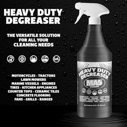 MA5x Heavy Duty Degreaser Cleaner | Indoor and Outdoor Formula | Commercial, Residential, Kitchen, Automotive and Equipment Degreaser and Cleaner | 32oz Spray Bottle | Pack of 2
