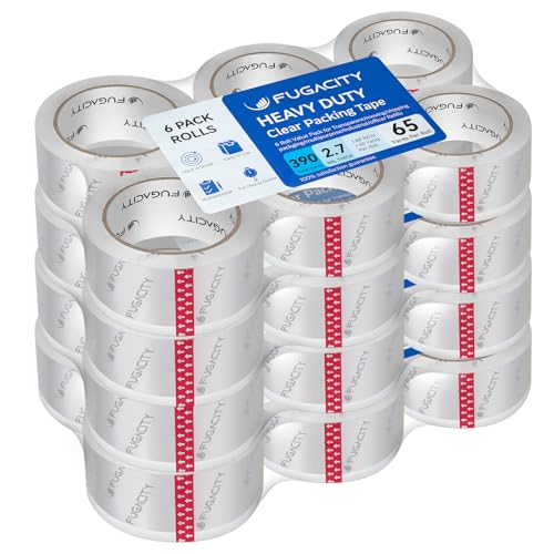 FugaCity Clearer Packing Tape Refills (24 Rolls),Heavy Duty Packaging Tape for Moving Sealing, Moving Supplies Shipping Tape,2.7 Mil Thick, 1.88 in Wide,65 Yards Per Roll,Total 1560 Yards - size: 24 Rolls 1.88 in Wide (65 yards - 2.7 mil)