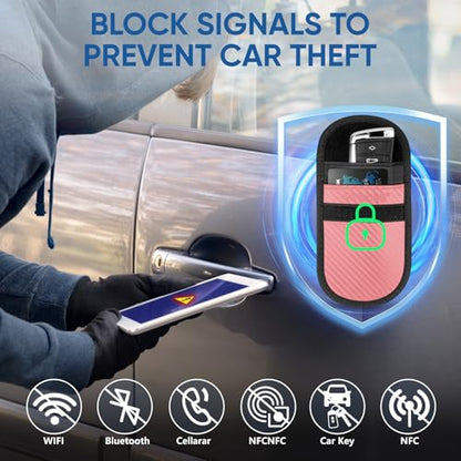 TICONN 2PK Faraday Bag for Car Key Fob, Anti-Theft NFC RFID Blocking Pouch - color: Pink, size: Small