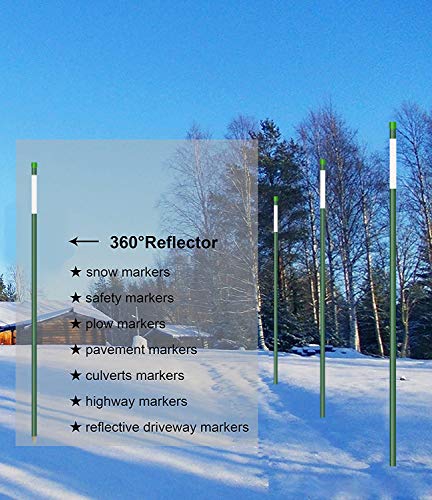 Fibermarker 20 Pack 48 Inch Reflective Driveway Markers Driveway Poles for Easy Visibility at Night, 5/16 Inch Diameter Dark Green - color: Dark Green, size: 5/16"x48"