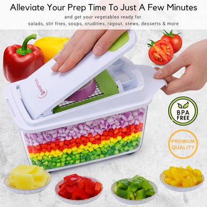 Brieftons QuickPush 8-Cup Push-Down Manual Vegetable Chopper & Food Dicer