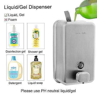 Wall Mounted Commercial Soap Dispenser Bathroom, Vertical Brushed - color: Vertical Brushed