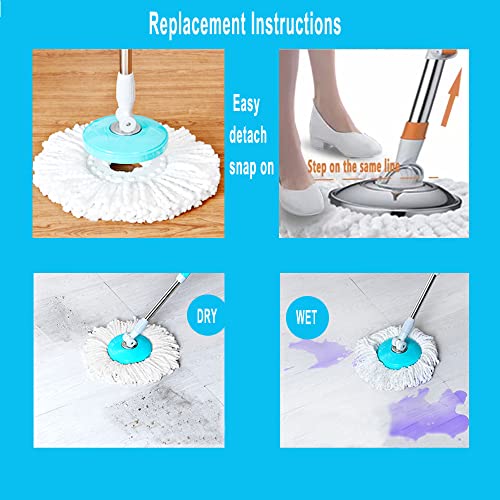 6-Pack Spin Mop Heads Refill Easy Wring Microfiber Replacement - color: Mop Heads