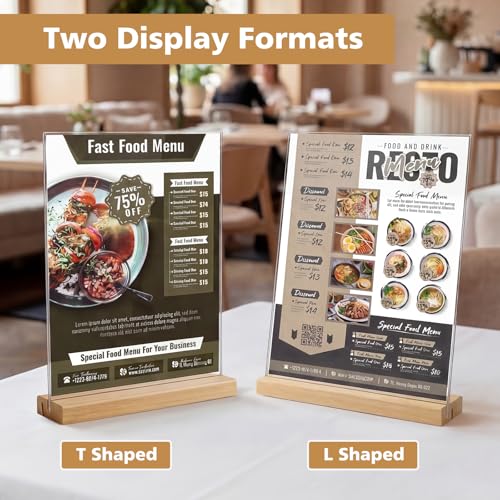 Comix 8.5x11 Inches Acrylic Sign Holder with Wood Base, 6 Pack Flyer Holder - size: 6 Pack 8.5x11 inches (T/L)
