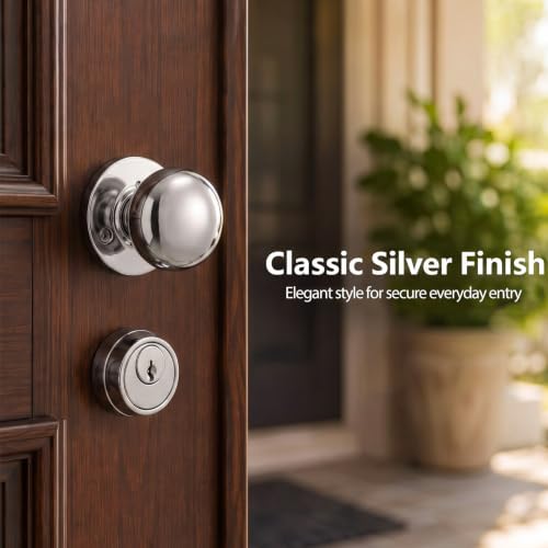 Tandefio 1 Set Double Cylinder Mortise Lock, Right Hand Reverse, Silver - color: Silver, style: Right Hand Reverse