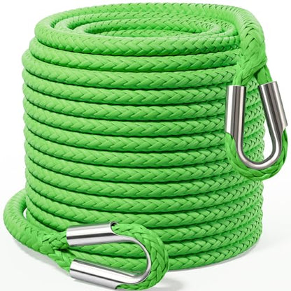 Synthetic Winch Rope Extension - 3/8" x 100ft 27000 lbs Heavy Duty Extension Winch Line Cable Replacement for ATV UTV Off Road Vehicle Jeep Truck - Green - color: Green, size: 3/8 Inch x 100 Feet