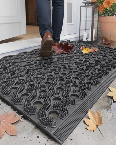 Color&Geometry Super Heavyweight Welcome Mat Outdoor, 24"x36" Grey - color: Grey, size: 24" x 36"
