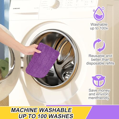 8 Pack 16.5 inch Reusable Mop Pads Microfiber Spray Mop Replacement Heads for Wet/Dry Mops Compatible with Bona Floor Care System - color: Purple Mop Pads