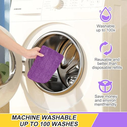 8 Pack 16.5 inch Reusable Mop Pads Microfiber Spray Mop Replacement Heads for Wet/Dry Mops Compatible with Bona Floor Care System - color: Purple Mop Pads