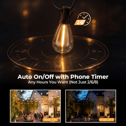 Outdoor String Lights 25FT with APP & Remote, S11 String Lights for Garden - size: 25FT(10 Bulbs)