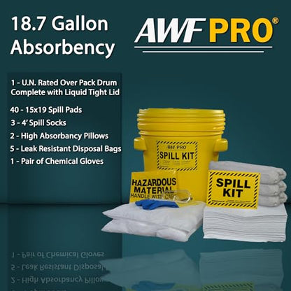 AWF PRO 20 Gallon Oil Only Spill Kit, 59 Pieces - size: Oil Only Spill Kit