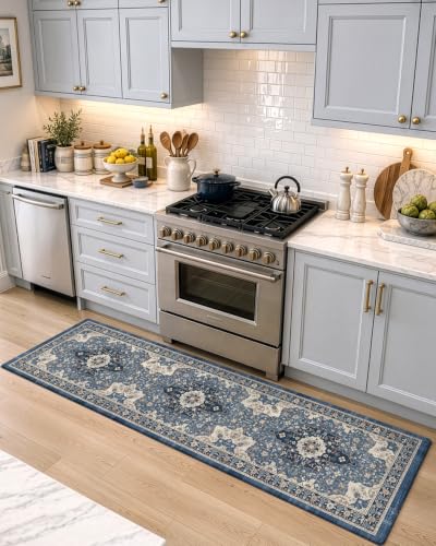DEXI Kitchen Floor Mats Cushioned Anti Fatigue Runner Rug 23x86 Blue - color: Blue, size: 87"L x 24"W x 0.4"Th