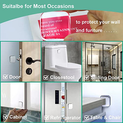 Door Stopper Wall Protector - Wall Shield Bumper Guard from Door Knobs,Sturdy Self Adhesive,Soft and Transparent,Washable Reusable Shock Absorbent Gel for Home Office (Thicken Square, 12pcs) - size: 12 pieces, style: Thicken Square