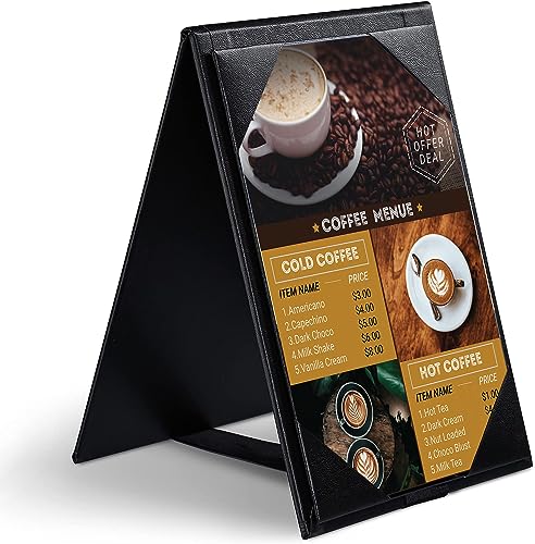 Leather Table Tent Leather Menu Holder Sign Display Black Menu Covers for Cafes Bars or Restaurant for 5×7 inch Menus (1 Pack/5×7 inch) - size: 1 pack/5×7 inch