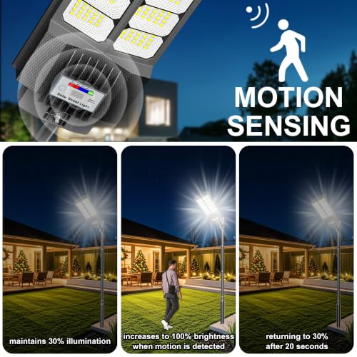 Solar Street Lights Outdoor Waterproof - Commercial Outdoor Solar Light, Fast Charging, 120pcs High Brightness LED Solar Parking Lot Lights Dusk to Dawn - size: L-1Pack