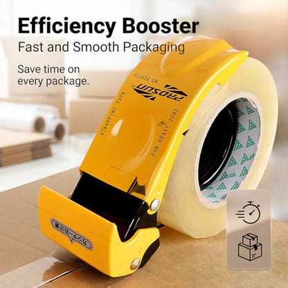 2 Pack Metal Packing Tape Dispenser Gun, Metal Tape Gun Fits Packaging Tape with Dispenser up to 2 Inches, Adjustable Brake Tape Gun Handheld Sealing Cutter for Warehouse Tools (Yellow+Green)
