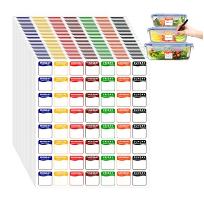 1680 Pcs 1" Square Day of The Week Labels, Removable & Writable Food Stickers in English/Español/Français for Restaurant Kitchen Containers and Inventory Management - color: Square Sheet Labels