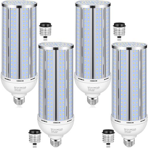 XYCN 4 Pack 150W Corn LED Light Bulb,Fanless 5000K Daylight(1500 Watt Equivalent) E26/E39 Large Mogul Base LED Cob Lamp 21,500LM for Outdoor Indoor Garage Warehouse Factory Workshop Street Backyard