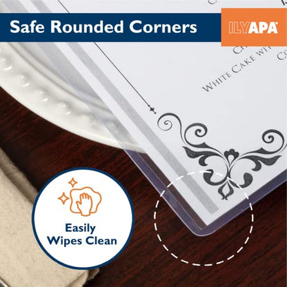 Ilyapa Clear Menu Covers, 8.5x11 Inch - 30 Pack, Black, 2-View Single Page - color: Clear, size: 8.5 x 11