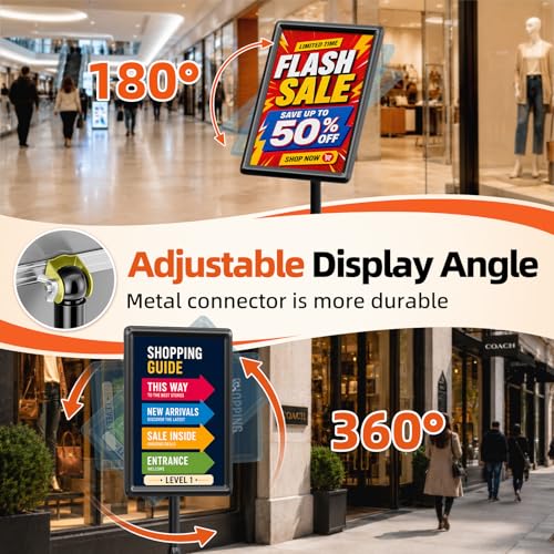 11"x17" Adjustable Floor Stand Sign Holder w/ Round Corner, 1 Pack - size: 11x17 Inch with Rounded Corners