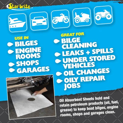 STAR BRITE Bilge Oil Pads - Absorbs Oil, Repels Water - color: 100 Pack