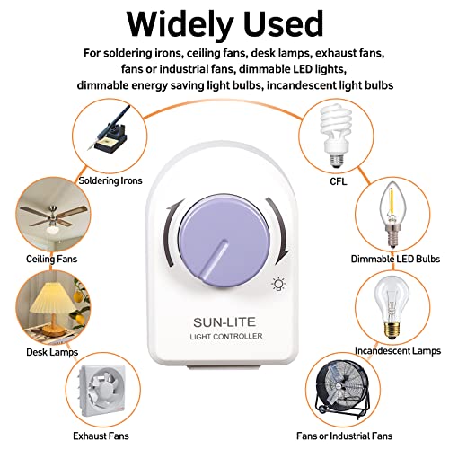 Soldering Iron Temperature Control,Electric Fan、Factory Electric Fan,Ventilation Fan,Power Controller,Desk Lamp,Dimming LED Light,UL Listed Plug in Dimmer Switch（2-Plug）120VAC,White,Pack of 2 - color: White, size: 2 Pack