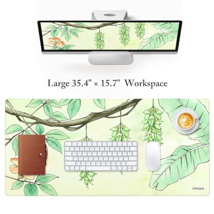 Floral Desk Mat Green Botanical Mouse Pad Extended Keyboard Pad35.4 x 15.7 - color: Aida