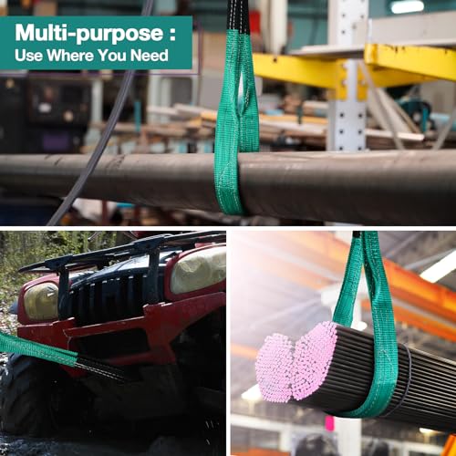 Lift Sling Straps,2" x 4' Heavy Duty Flat Eye Lift Sling - color: Green, size: 2" x 4'
