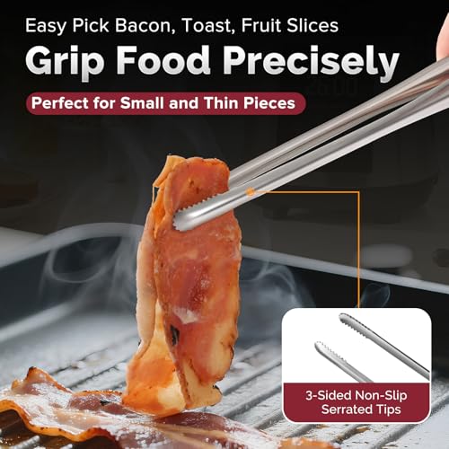 Precise Serrated Non-Slip Tips Cooking Tongs 2 Set (9.5" & 11.5") - size: 9.5"+11.5"