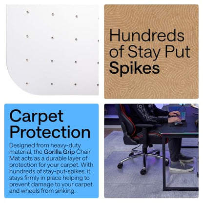 GORILLA GRIP Office Chair Mat for Carpet Floors, Heavy Duty 29x47 Clear Lip - size: 29"x47", style: Carpet Floor with Lip