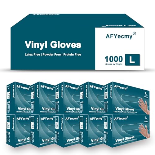 Clear Vinyl Gloves, Powder-Free & Latex-Free, Disposable Cleaning Gloves, 5 Mil, 1000 Count, Large - size: Large, style: 5mil Box of 1000