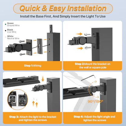 400W LED Parking Lot Light: 48000LM, 5000K Adjustable Arm Mount - size: 400W