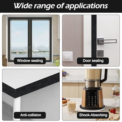 33 Ft Gray Weather Stripping Door Seal 1-1/4inch Wide 3/16inch Thick Adhesive Felt Tape for Doors and Windows Reusable Soundproof Felt Strip for Absorbing Water Condensation Moisture