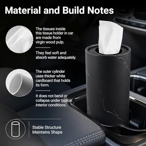 4PCS Car Tissues Cylinder,Refillable Round Cup Holder Tissues for Car with 50 Facial Tissue,Portable Universal Cars Tissue Holder Cars Accessories Interior for Home & Office