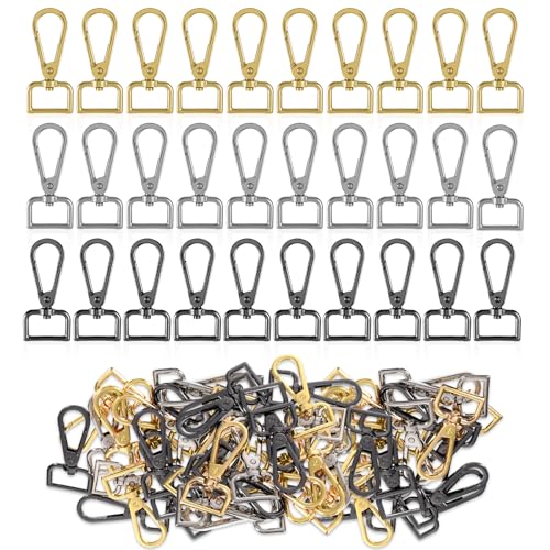 30 Pcs Metal D Ring Swivel Lobster Claw Clasp Snap Hooks Purse Hardware - color: Mixed Colors, size: 3/4 Inch