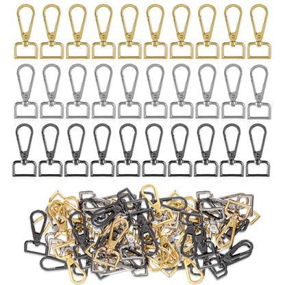 30 Pcs Metal D Ring Swivel Lobster Claw Clasp Snap Hooks Purse Hardware - color: Mixed Colors, size: 3/4 Inch
