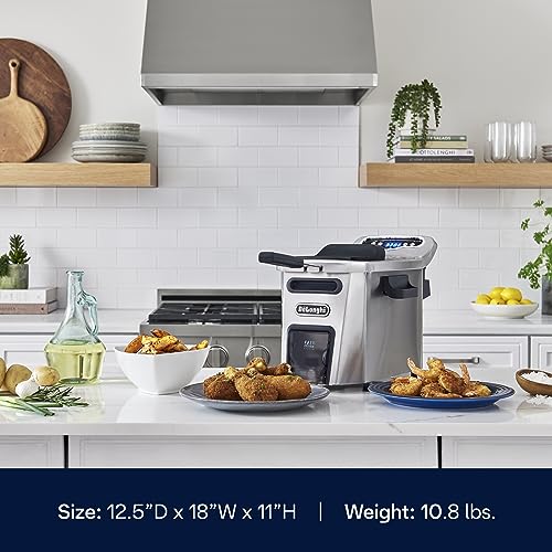 De’Longhi Livenza Deep Fryer with EasyClean System, Cool Zone, Adjustable Thermostat, Dishwasher-Safe Parts, Large Capacity, Easy Oil Draining, Stainless Steel