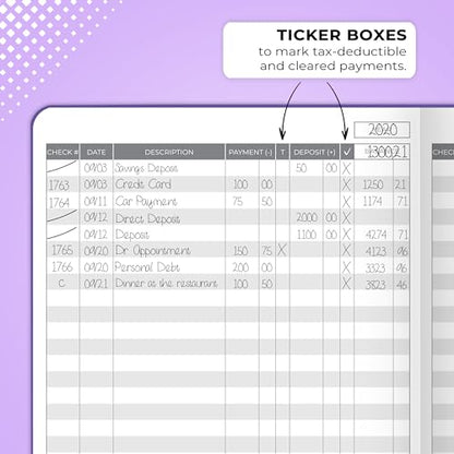 Clever Fox Check Register Book, Checkbook Ledger, 5.8x8.3 Purple - color: Purple, size: A5 (5.8'' x 8.3'')