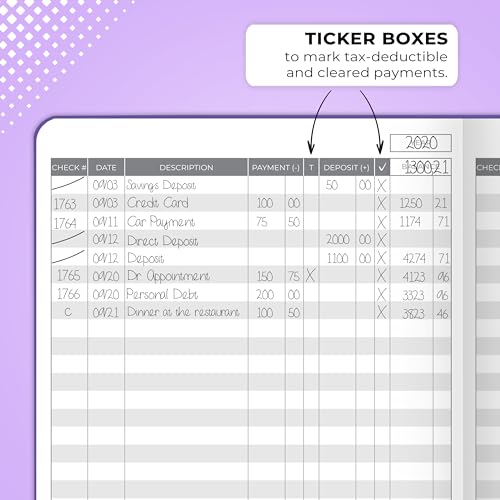 Clever Fox Check Register Book, Checkbook Ledger, 5.8x8.3 Purple - color: Purple, size: A5 (5.8'' x 8.3'')