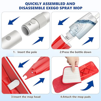 Spray Mops for Floor Cleaning: Wet Dry Mop Hardwood Floor Mops Refillable - color: Red